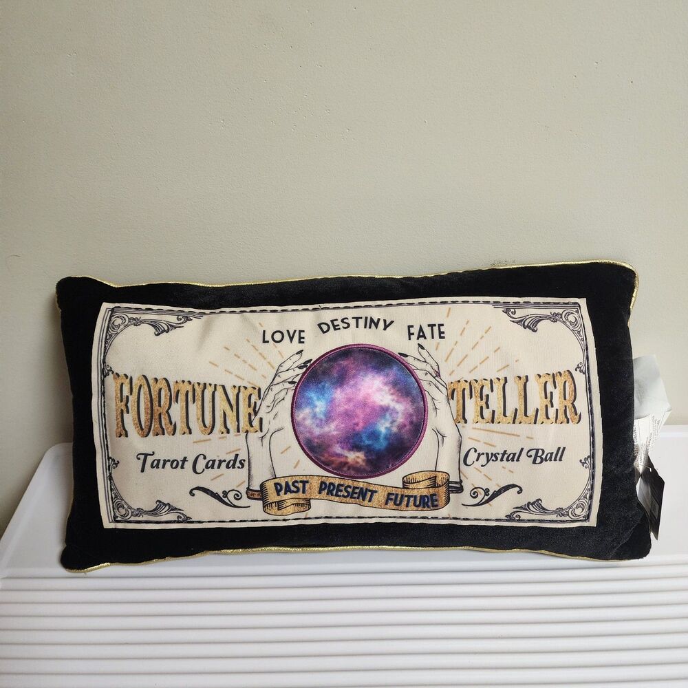 Fortune Teller Tarot Witch Crystal Ball Wicca Witchcraft Halloween Pillow